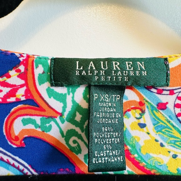 RALPH LAUREN Dress Vibrant Floral Surplice Neckline Draped Tie Belt XS Petite - Picture 3 of 13
